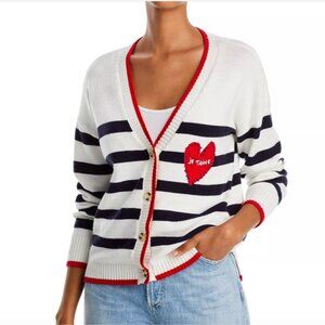 Aqua + Kerri Rosenthal Stripe Grandfather Cardigan "Je T'aime", M